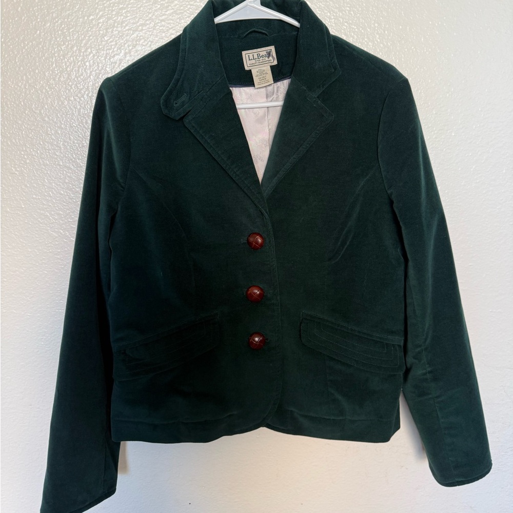 L.L Bean Velvet Green Womens Blazer 10P